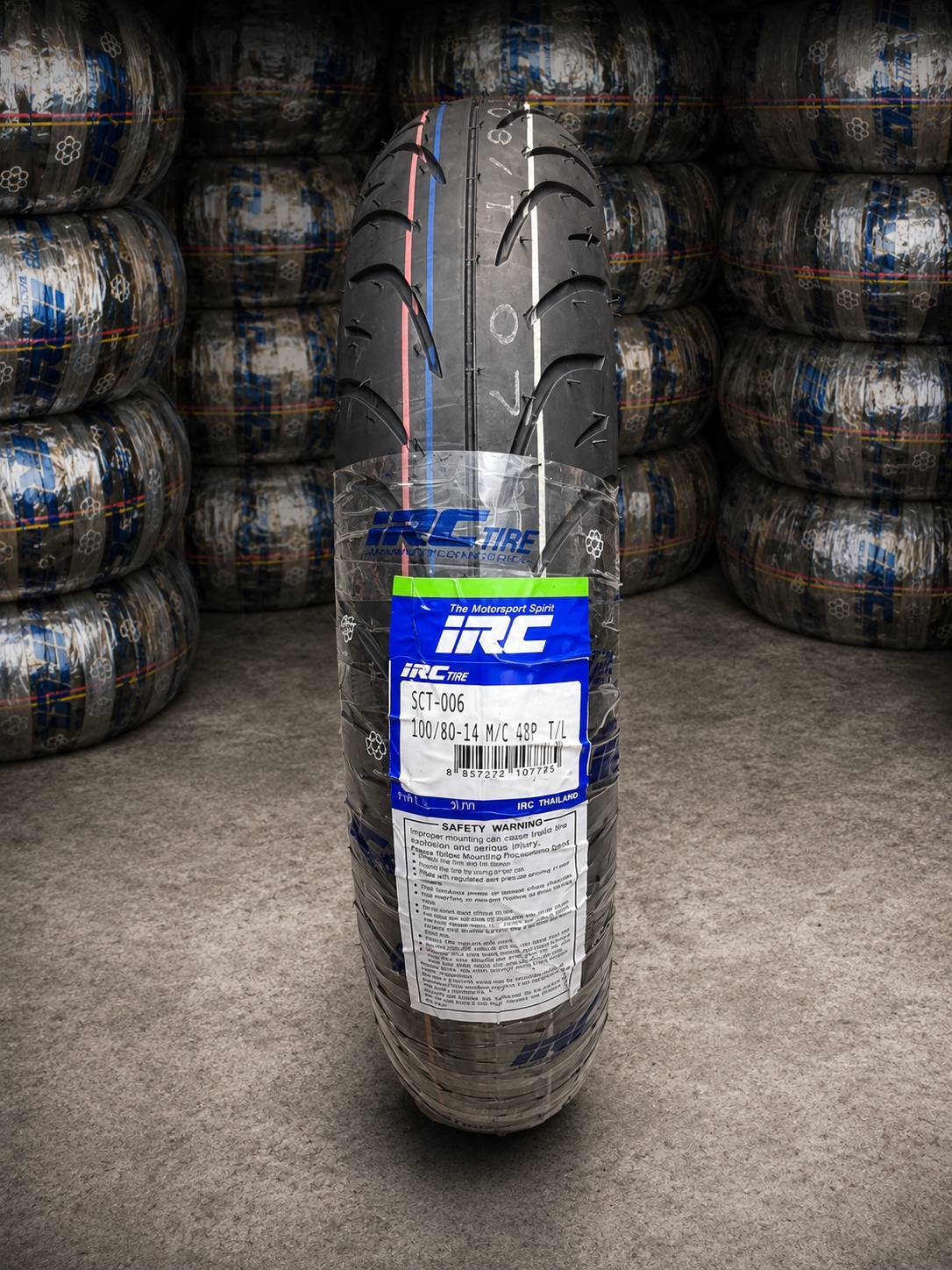 لاستیک برند IRC سایز 100/80/14 ساخت کشور تایلند